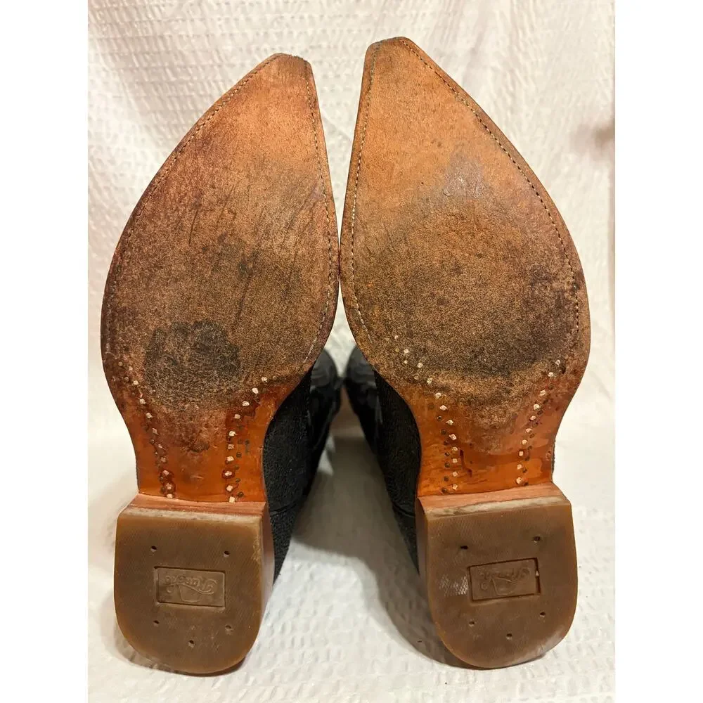 Rancho Mexican Made LongToe Sting Ray Embossed Western Leather Mens 9.5 EE Boots
